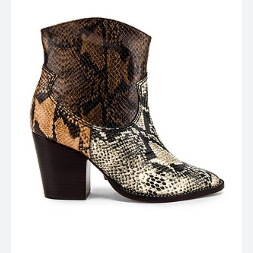 Schutz Haven Snakeskin Embossed Leather Western Ankle Boots (Size 7